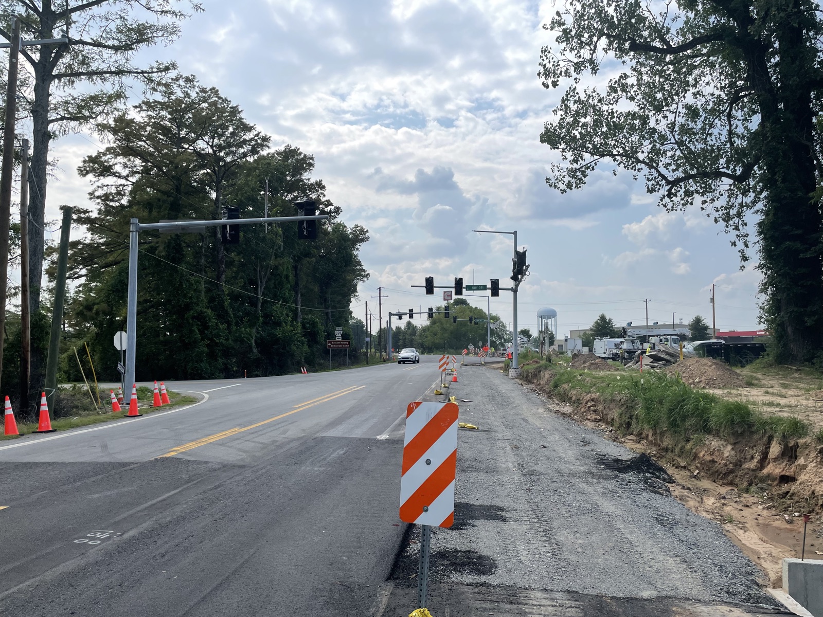 Highway 391 corridor construction with new traffic signals and roadway work