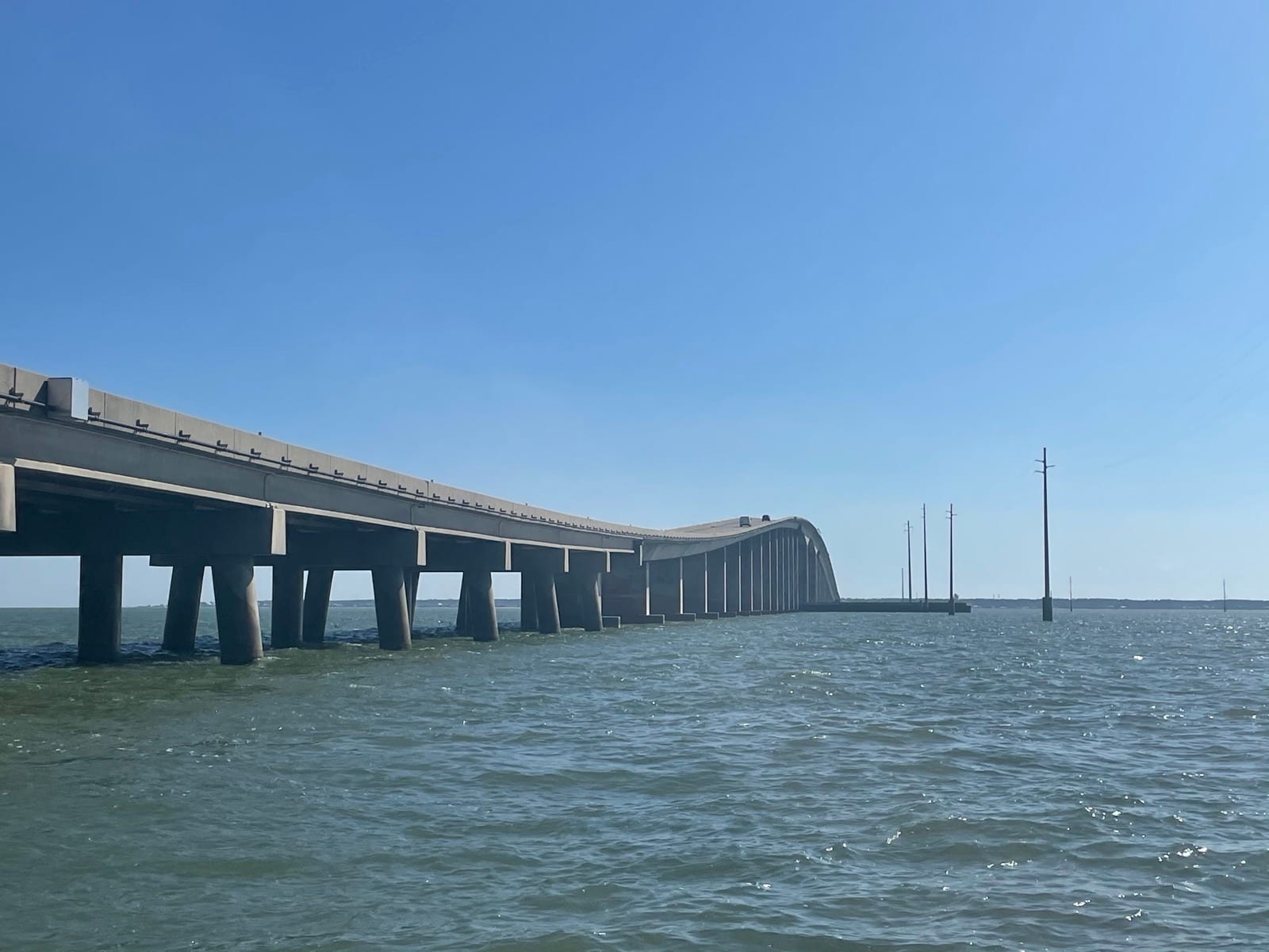 Dauphin Island Bridge and adjacent utility corridor over the water