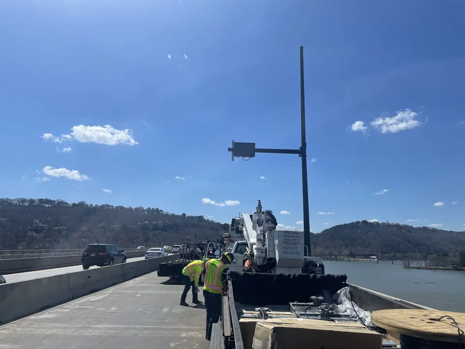 ITS pole and equipment installation on the I-430 river crossing